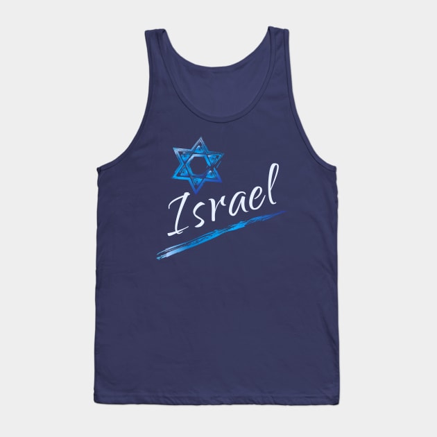 Happy Israel Independence Day Blue Star of David, Israeli flag 75th Anniversary Tank Top by sofiartmedia